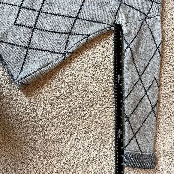 Christian Siriano New York Women Black Gray Turtleneck Sweater M Diamond Wool Bl - Picture 12 of 12